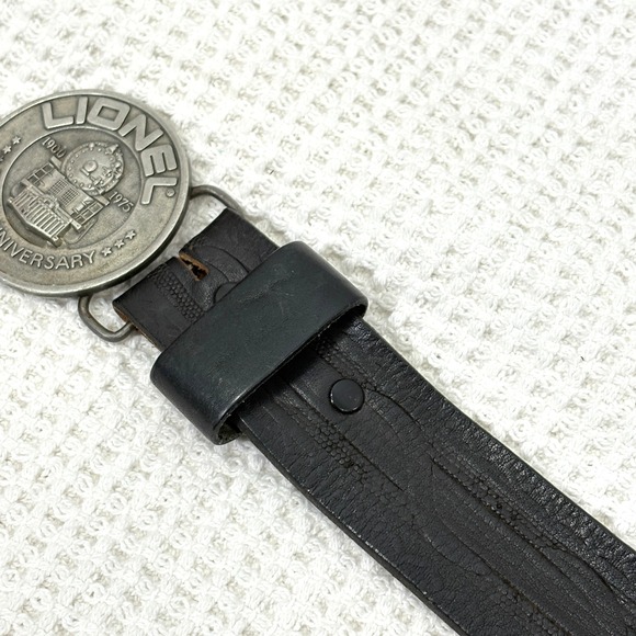 Vintage Lionel Trains 75th Anniversary Belt Black  46 Leather Buckle‎ - Picture 5 of 10